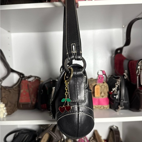 ࣪Black Coach Leather Soho Flap Buckle Shoulder Bag - Picture 8 of 10